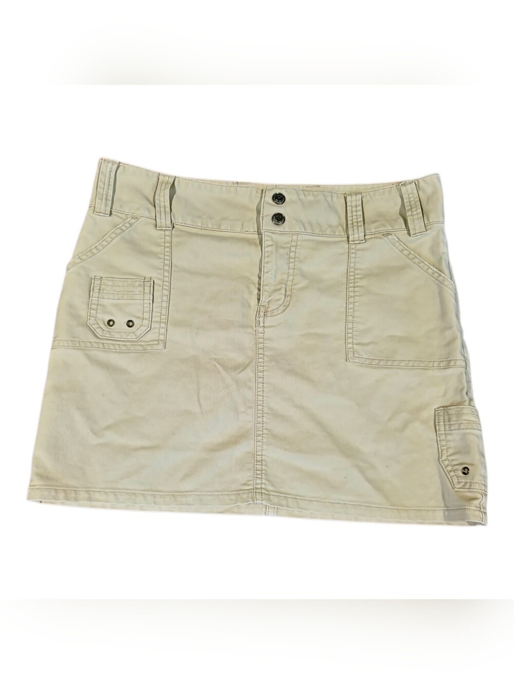 Vintage Old Navy Y2K Cargo Mini Skirt Utility Size 4 32 Waist Low Rise Tan Khaki